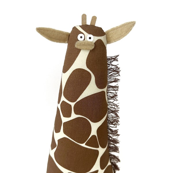 Limited edition giraffe textile art doll, Poosac handmade soft sculpture