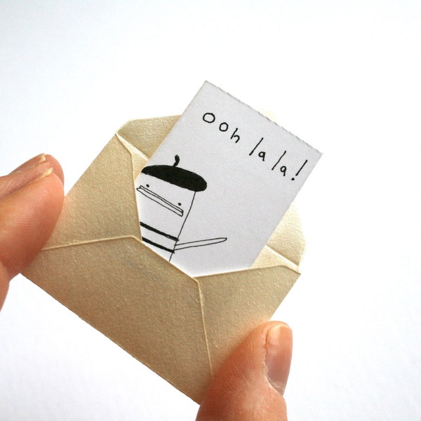 Tiny Miniature Greeting Card & Envelope - Ooh La La