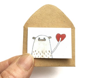 Miniature Mother's Day card,  tiny greeting card, cute best friend gift, kawaii friendship card