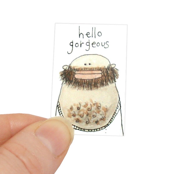 Hello Gorgeous Card, Miniature Birthday Card, Tiny Birthday Card and Miniature Envelope, Funny Birthday Card for Boyfriend, for Husband