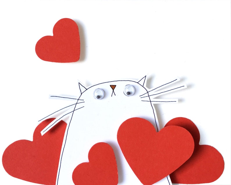 Funny Cat Card I Love Mew Card Cute Cat Card Cat Birthday Card I Love You Handmade Card Pussycat Card I Love you Card