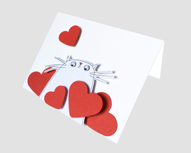 Funny Cat Card I Love Mew Card Cute Cat Card Cat Birthday Card I Love You Handmade Card Pussycat Card I Love you Card
