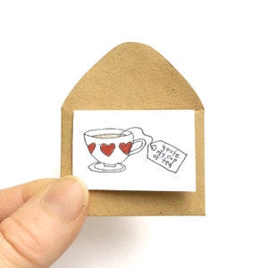 Miniatuurmoederdagkaart, kleine liefdeskaart, leuk cadeau voor beste vriend, miniatuurverjaardagskaart, kawaii-vriendschapskaart