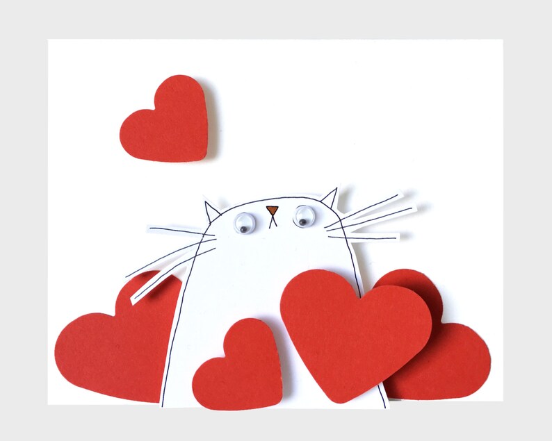 Funny Cat Card I Love Mew Card Cute Cat Card Cat Birthday Card I Love You Handmade Card Pussycat Card I Love you Card
