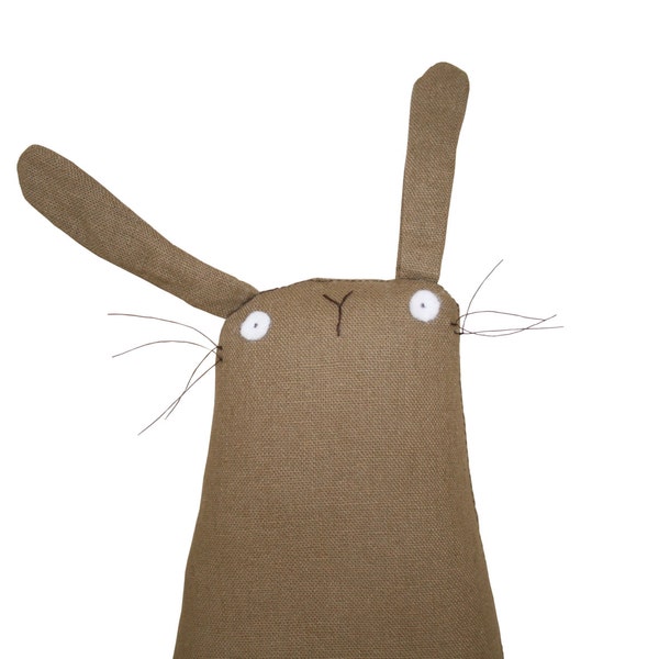 Bunny Plush Doll - Reserved for Rachel, Bunny Softie, Bunny Art Doll, Primitive Bunny, Brown, Neutral, Poosac, Cute Easter Toy