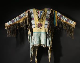 Männer Old Style Tan Buckskin Wildleder verstecken Rendezvous Powwow Regalia War Shirt