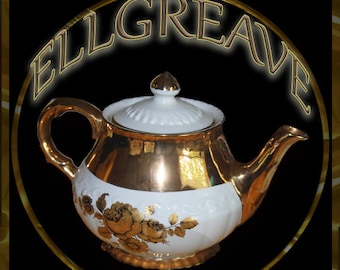 SALE ..85   Ellgreave Teapot in White and Gold