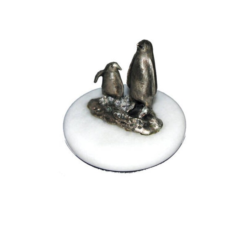 Pewter and Marble Penguin Paperweight 2-1/4 x 2-1/4 image 2