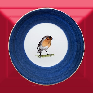 Marcel Guillot&#39;s 7-1/2&quot; Plate With &quot;Red Throat Painted &quot;. (European Robin)