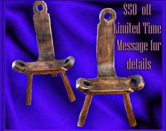 Birthing Chairs, Set of 2 Hand Carved.