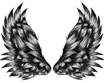 Blacks wings fine liner tattoo design