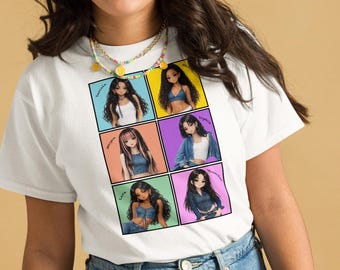 Camiseta para adolescentes de Katseye (grupo completo) / Camiseta con gráfico Chibi de fan art / Camiseta blanca unisex