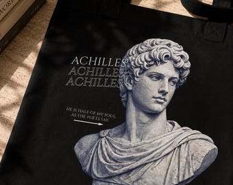 The Song of Achilles Tote Bag - Greek Mythology Book Bag - Achilles and Patroclus Canvas Tote - Dark Academia Aesthetic