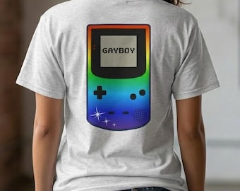 Retro Gayboy Game Console T-Shirt | Rainbow Gradient Gamer Tee