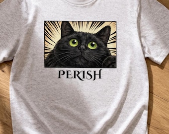 Camiseta Perish Black Cat – Camiseta con estampado de gato gótico vanguardista