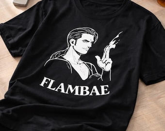 Camiseta gráfica negra inspirada en Flambae / Camiseta con arte de fan de Dispatch / Camiseta unisex para gamers