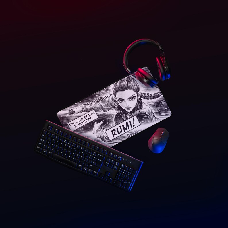 Rumi K-pop Demon Hunters Desk Mat | Manga Style Gaming Play Mat - Etsy