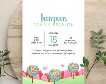 Family Reunion Invitation, Family Reunion Flyer, Editable Canva Invitation Template