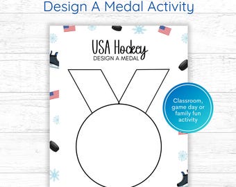 USA Hockey Kids Activity Printable | Design a Medal Craft | Classroom Art Project
