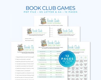 Book Club Games Bundle, Book Club Icebreakers, Book Club Activities, Printable Games for Book Clubs, Book Club Meeting Game