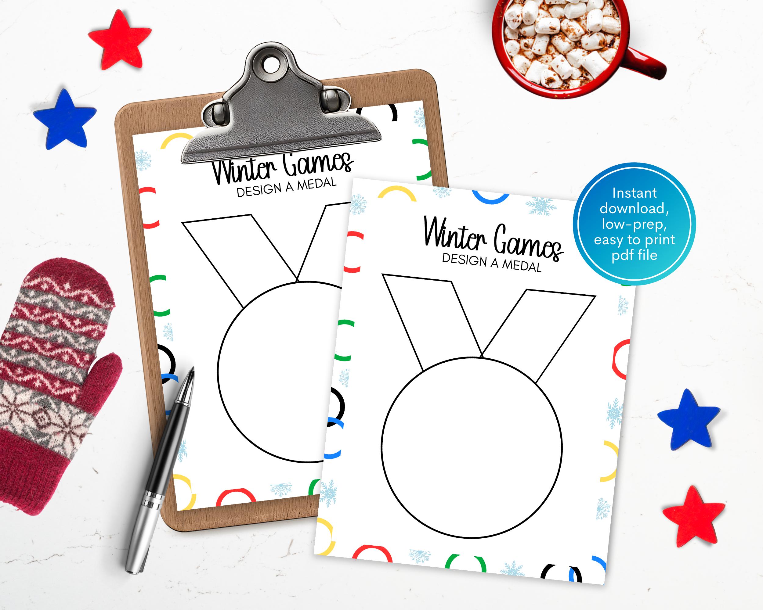 Winter Games Kids Activity Printable | Design a Medal Craft | Classroom ...