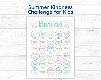 Printable Summer Kindness Challenge for Kids, 30-Day Summer Activities Boredom Buster Kids Checklist