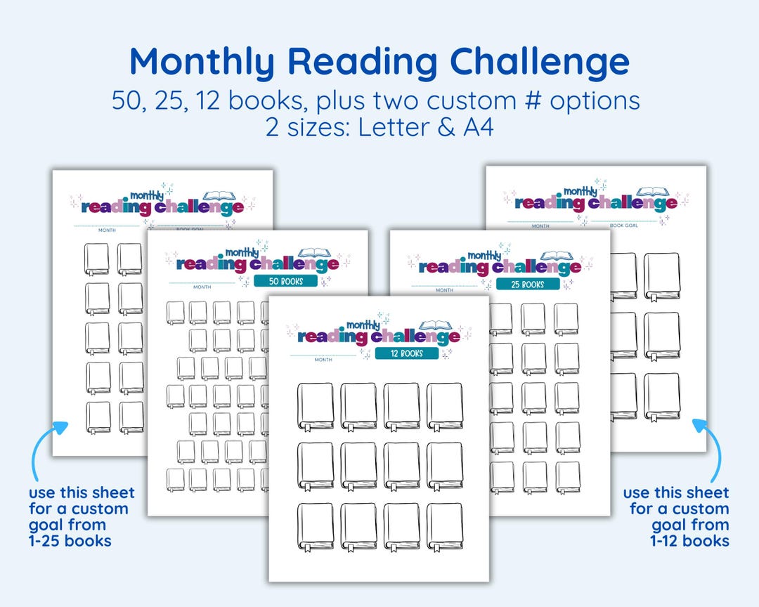 Kids Reading Log, Monthly Reading Challenge, Coloring Book Tracker ...