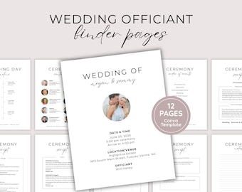 Wedding Officiant Binder Template, Editable Wedding Ceremony Script Planner, Officiant Book Templates (Canva)