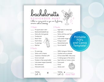 Bachelorette Scavenger Hunt, Hen Do Bar Crawl Bingo, Bar Crawl Scavenger Hunt, Find the Guest Bingo