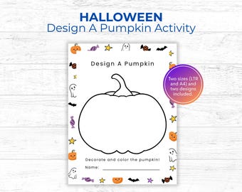 Design a Pumpkin Printable, Decorate a Pumpkin Activity, Halloween Pumpkin Coloring Page, Fall Craft for Kids, Pumpkin Template