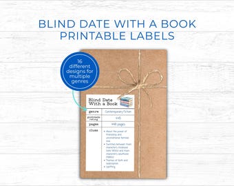 Blind Date With A Book Tag Printable, Secret Book Label, Mystery Book Gift Wrap, TBR List