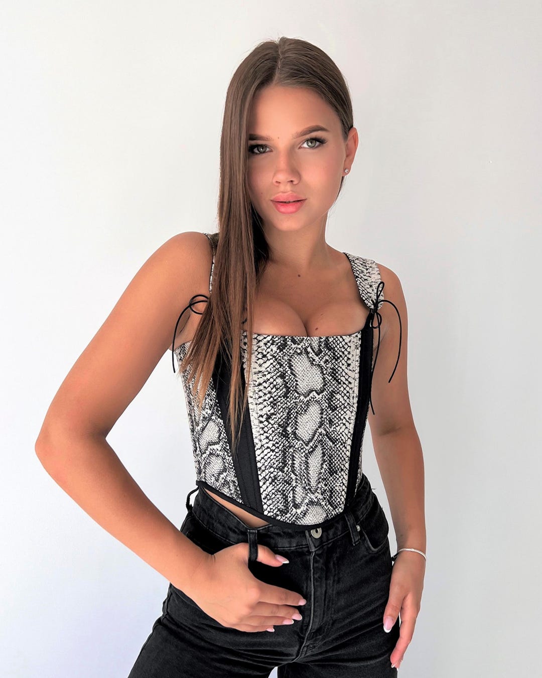 Gilded Snake Cutout Corset Blouse main image 0