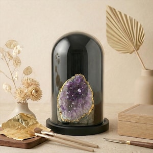 Géode d'Améthyste, Brésil, Personnalisation, Dorure, Gravure, Sous Cloche, Lithothérapie, Bien-être, Décoration, Pierre de protection