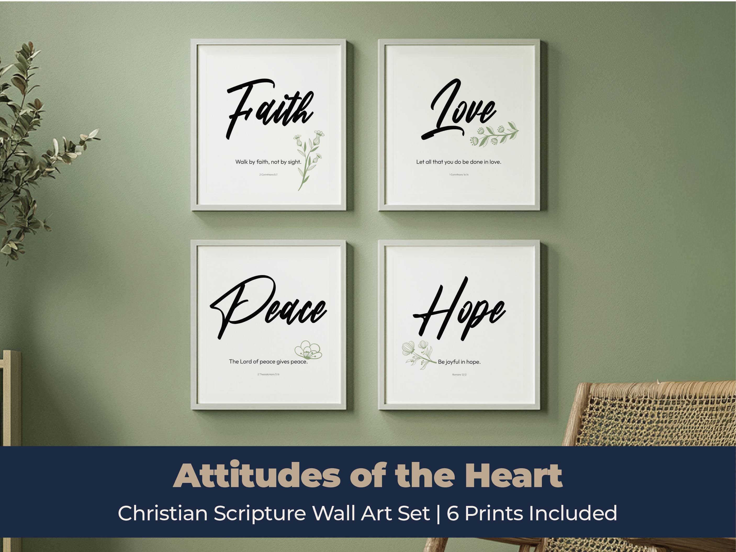 Christian Scripture Wall Art Set | Faith Hope Love Bible Verse Prints ...