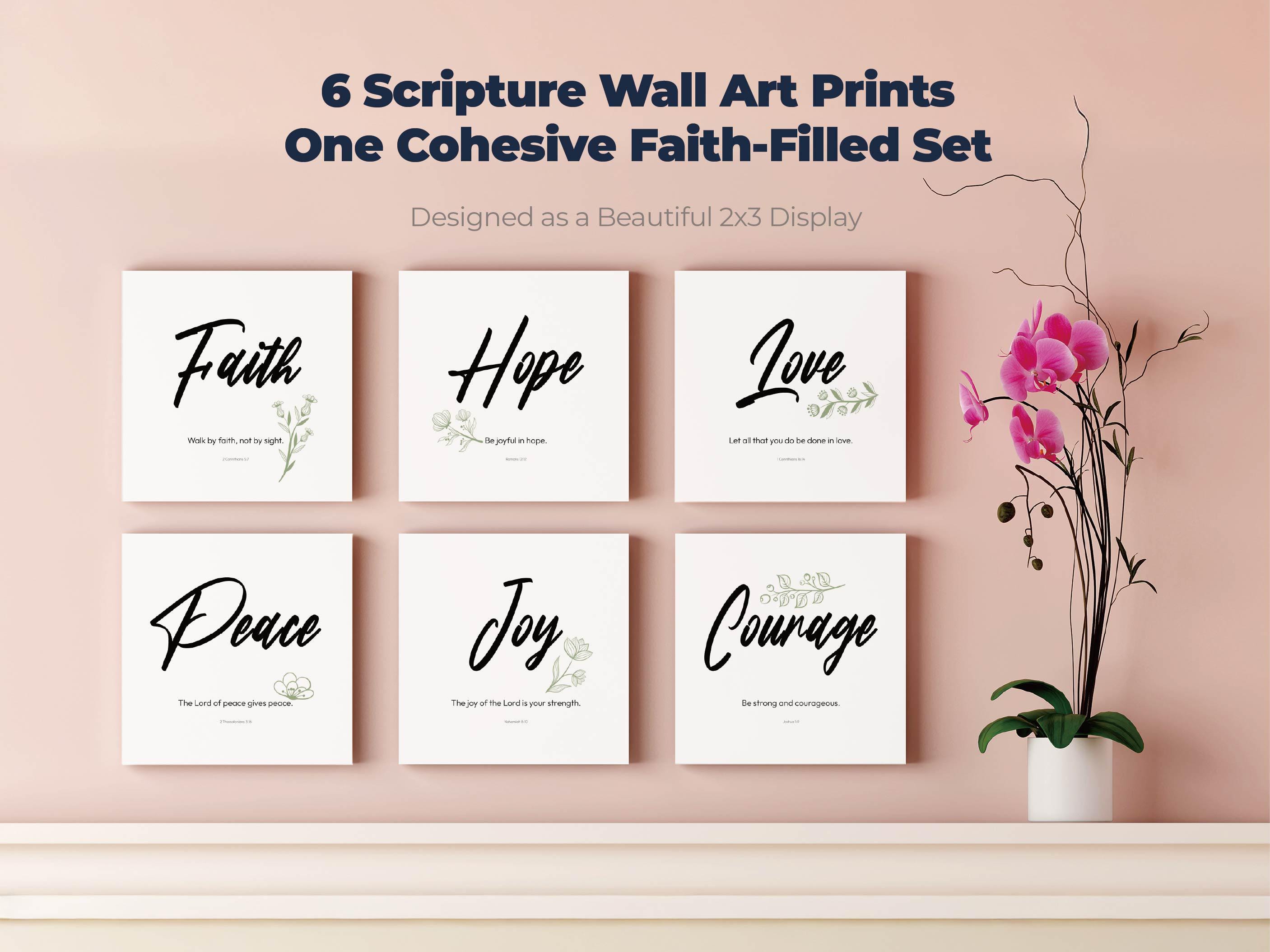 Christian Scripture Wall Art Set | Faith Hope Love Bible Verse Prints ...