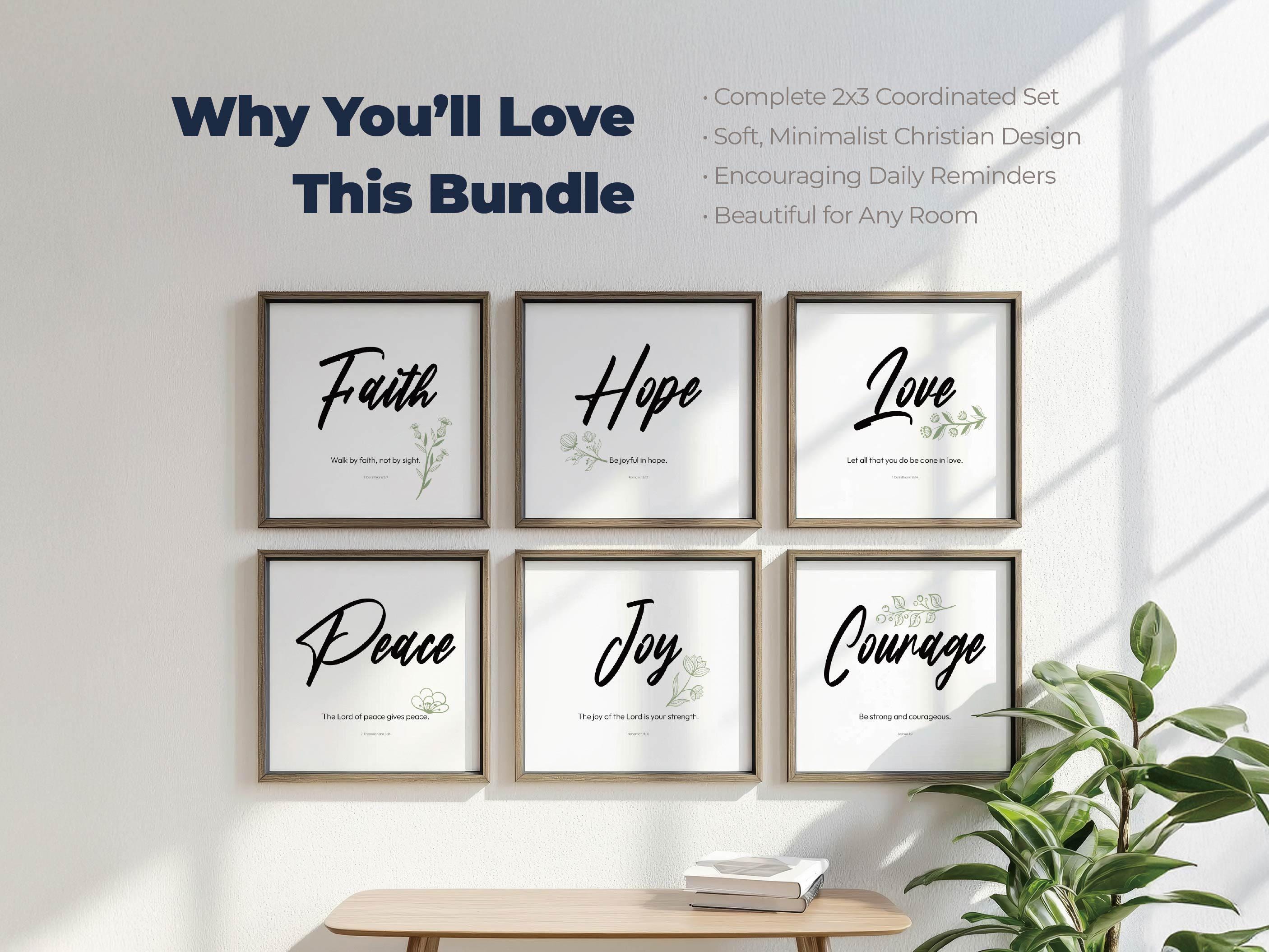 Christian Scripture Wall Art Set | Faith Hope Love Bible Verse Prints ...