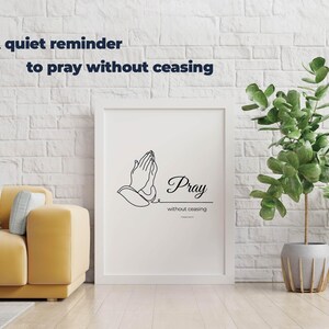 Pray Without Ceasing Print | Minimalist Christian Wall Art (digital ...