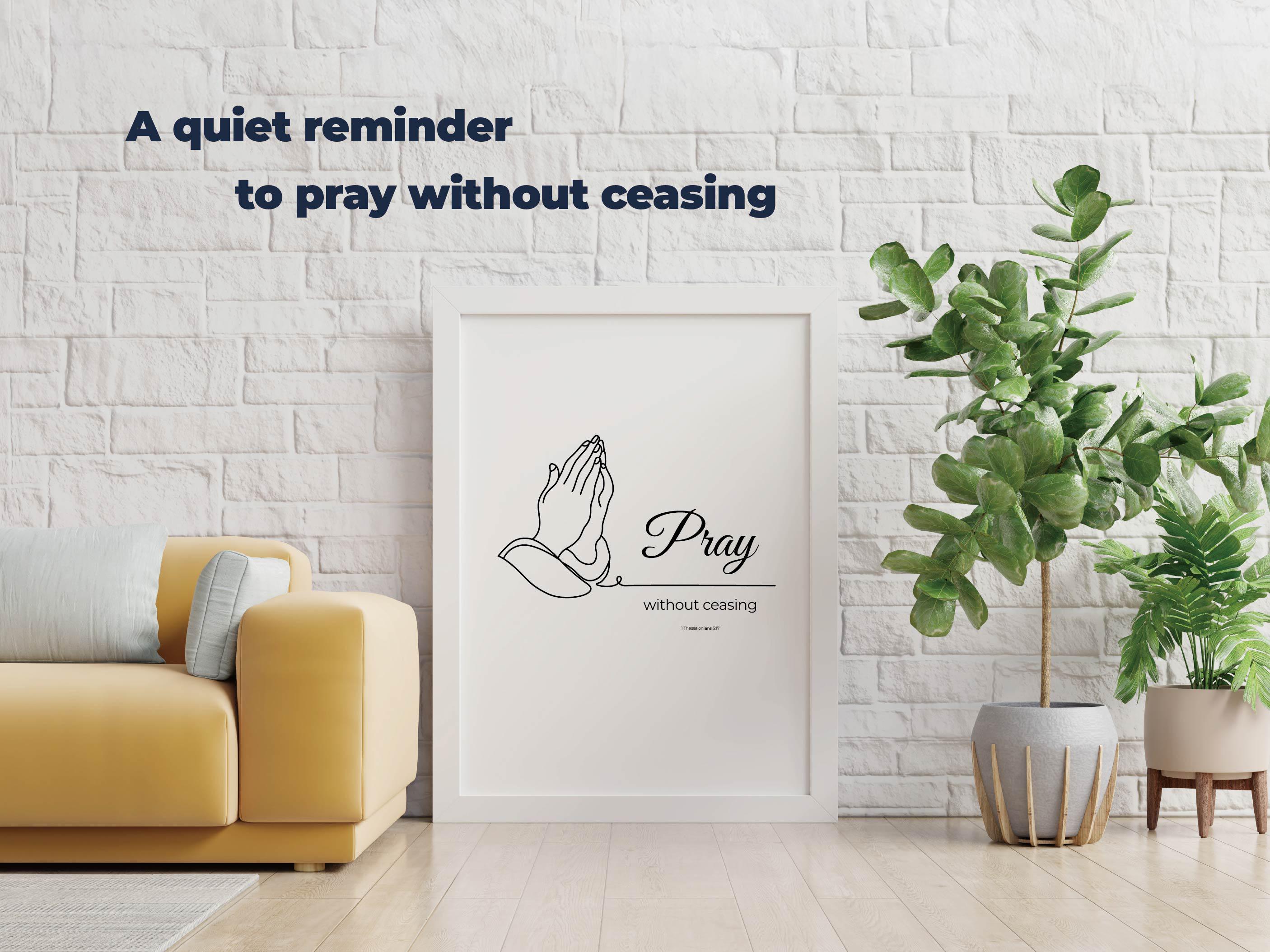 Pray Without Ceasing Print | Minimalist Christian Wall Art (digital ...