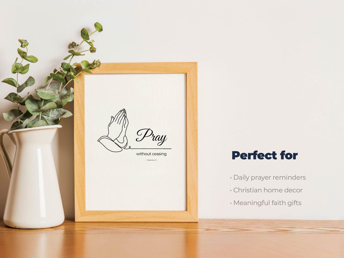 Pray Without Ceasing Print | Minimalist Christian Wall Art (digital ...
