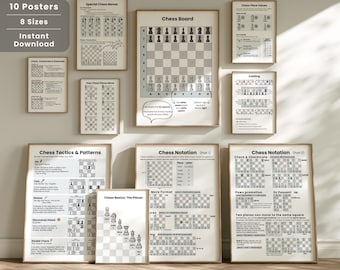Chess Basics Printable Bundle, How Chess Pieces Move, Beginner Rules & Tactics Posters, Kids Learning Guide, Homeschool Digital Download