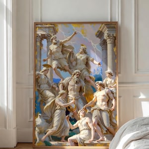 Zeus och olympiska gudar | Antik väggkonst i grekisk mytologi.