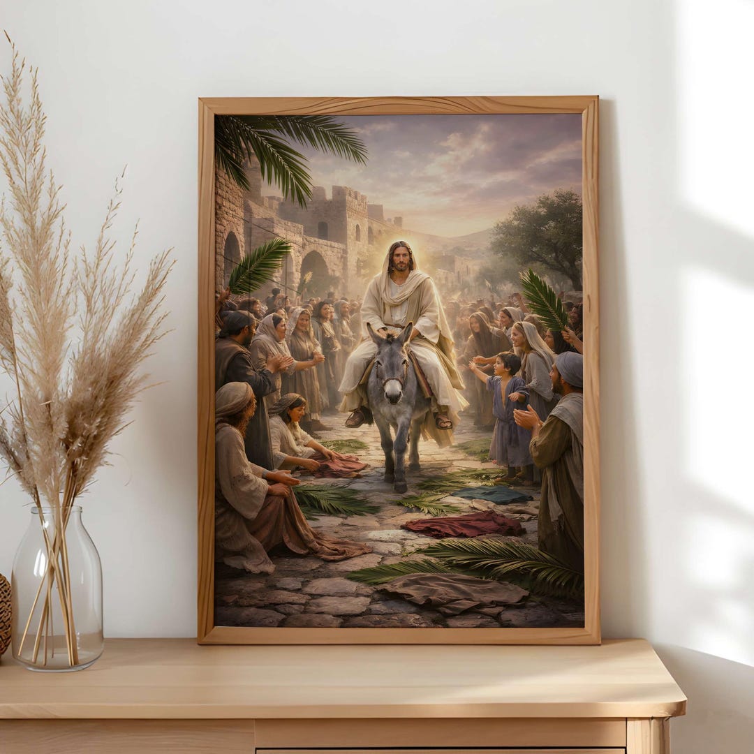 Jesus Riding Donkey Wall Art | Palm Sunday Christian Printable (digital ...