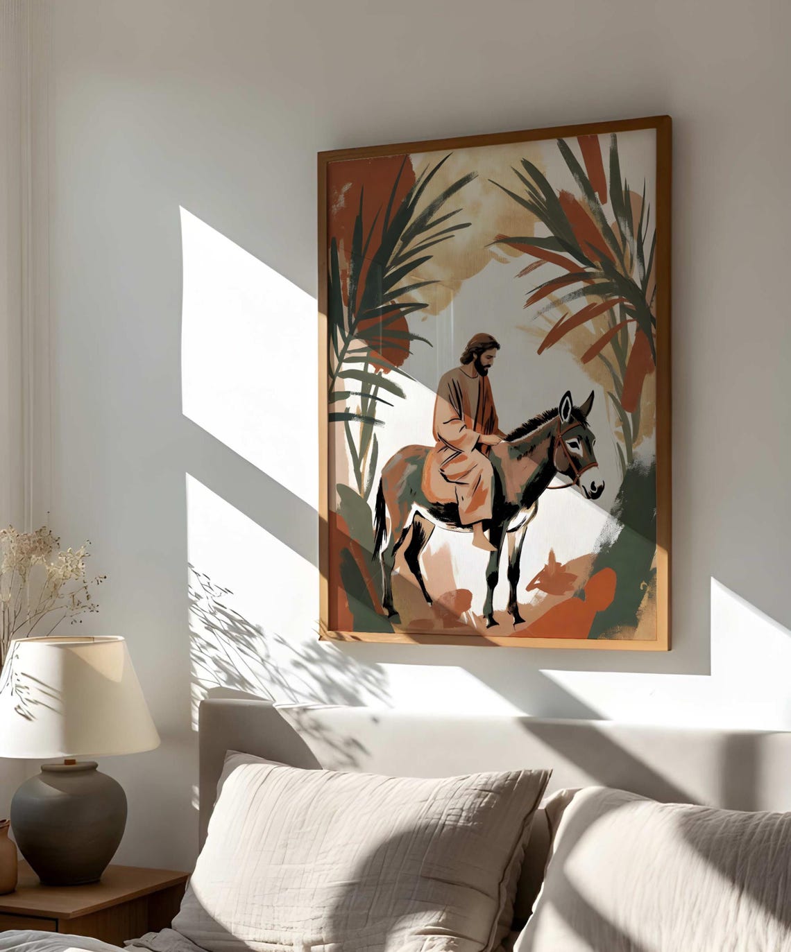 Jesus Riding Donkey Wall Art Printable Palm Sunday Christian Boho ...