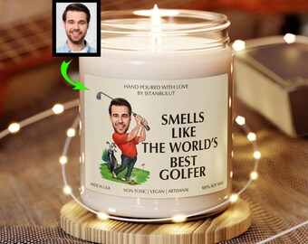 Cartoon Golfer Candle From Your Photo, Funny Golf Gifts For Men