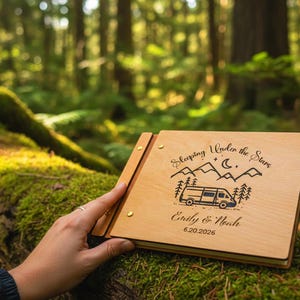 Diario da campeggio personalizzato, album fotografico in legno, album di ritagli per coppie, regalo per amanti della vita all'aria aperta, libro fotografico di montagna