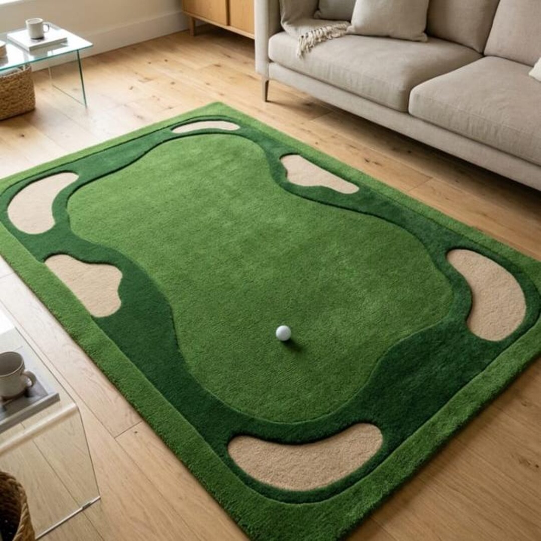 Golf Entry Rug Golf Putting Green Rug, Hand Tufted Wool Sports Rug, Golf Lover Area ...