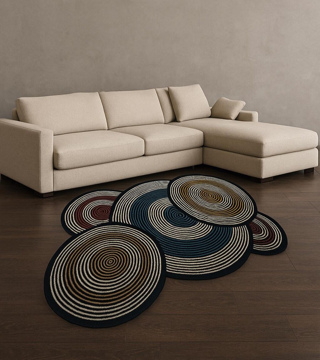 Modern Abstract Circular Area Rug | Handcrafted Spiral Pattern Carpet ...