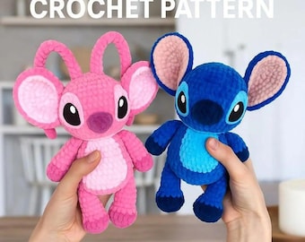 Häkelanleitung für Stitch & Angel Amigurumi (PDF) – Plüschtier-Duo | Einfache Anleitung | Digitaler Download