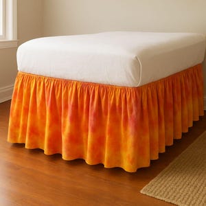 Luxuriöser Leinen Bettrock mit Rüschen - Boho Tie Dyed Natürlicher Bio Europäischer 100% Flachs Bett Rock | Weihnachtsgeschenk - Maßgeschneiderter Leinen Bettrock