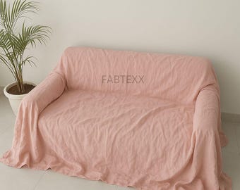 Boho Natural Linen Couch Covers Bohemian Custom Slipcovers for Any Sofa Throw Extra Large Linen Couch Cover Living Room